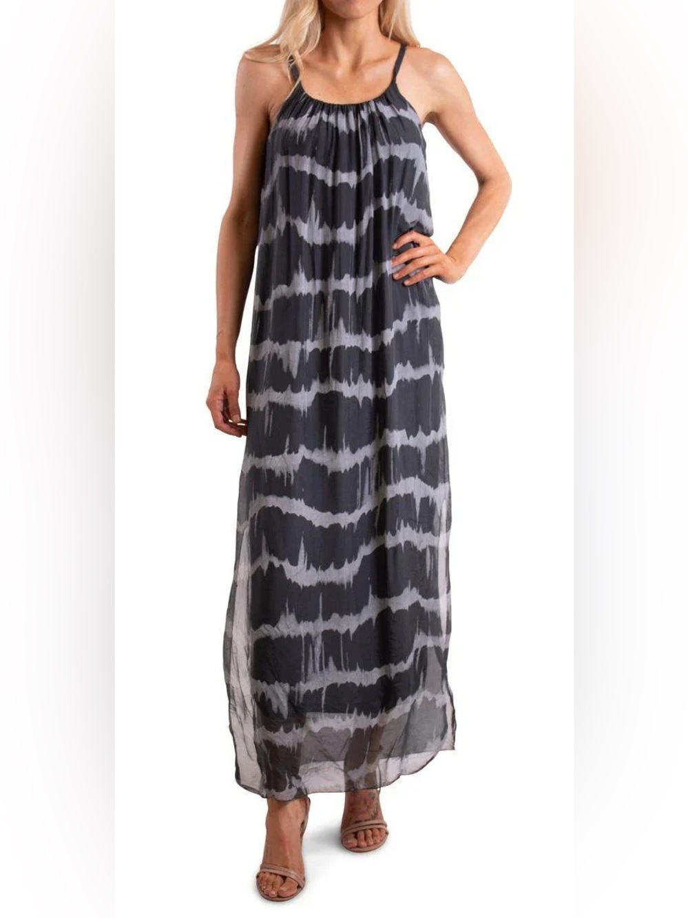 Gigi moda Italy VENUS TIE DYE SILK maxi DRESS size OS